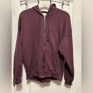 American Eagle Oversized‎ full Zip Hoodie women’s XS jegging fit burgundy purple